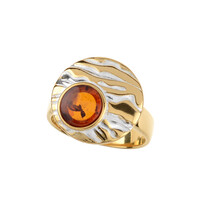 Bague en argent et Ambre baltique couleur cognac