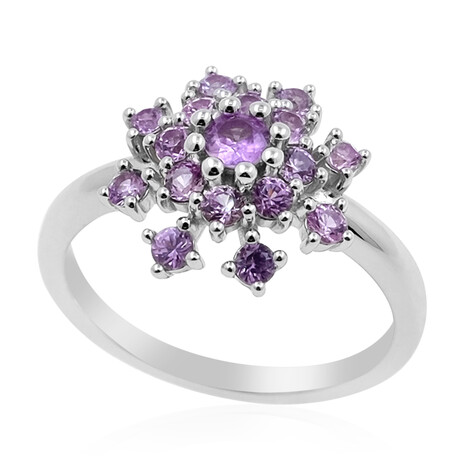 Zilveren ring met een Ceylon paarse saffier