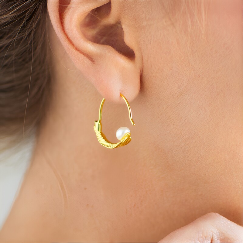 Orecchini in argento con Perla d'Acqua Dolce Bianca (Joias do Paraíso)