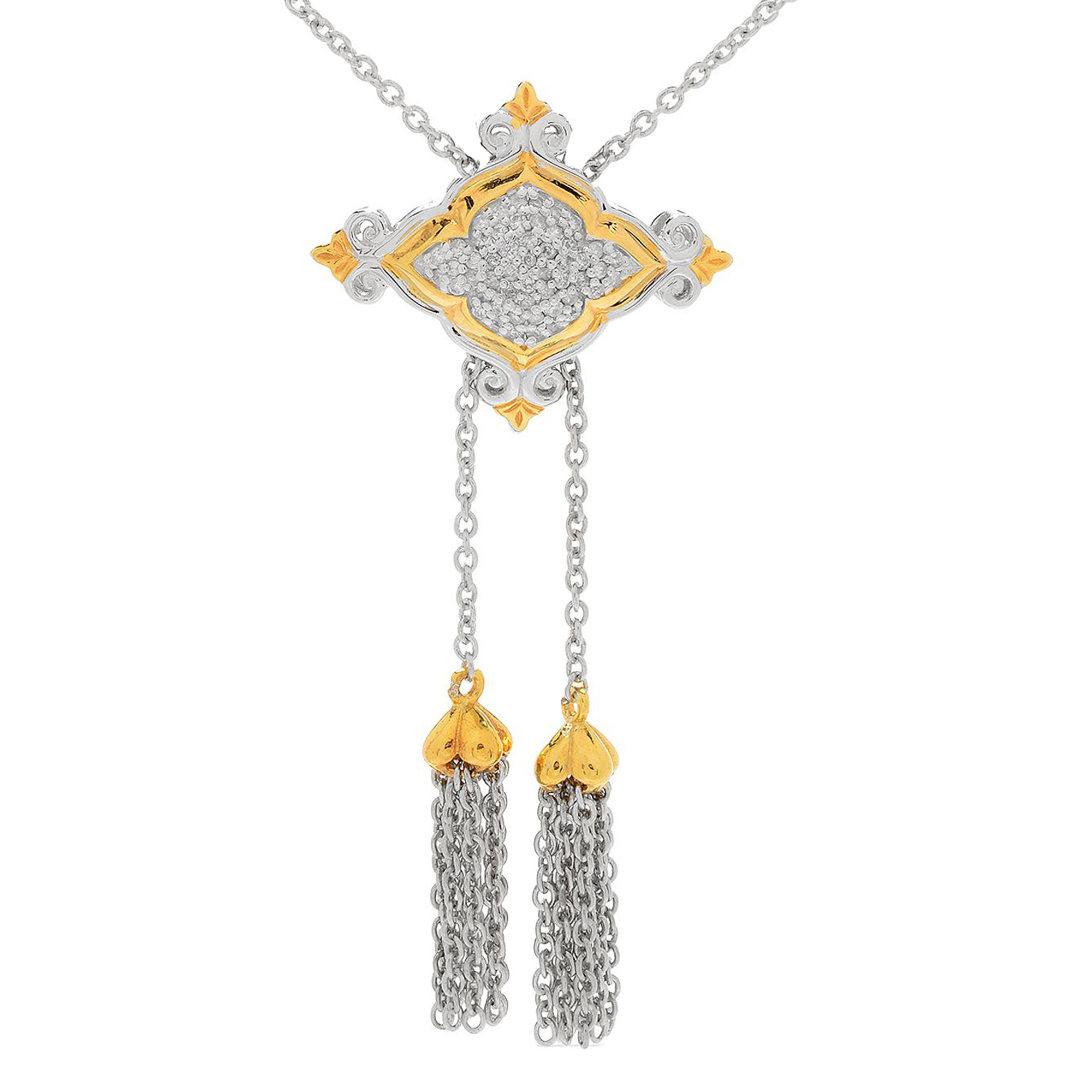 Collier Vintage Argenté Avec Cristaux Brillants - Occasion, Brillance C1