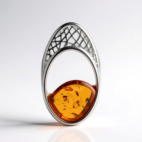 Ciondolo in argento con Ambra Baltica Cognac (dagen)