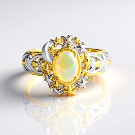 Anello in argento con Opale di Welo (Gems en Vogue)