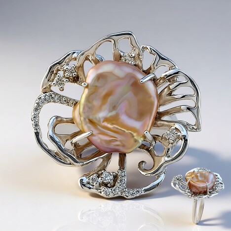 Anello in argento con Perla Ming (TPC)