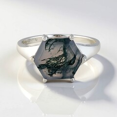 Anello in argento con Agata Muschiata