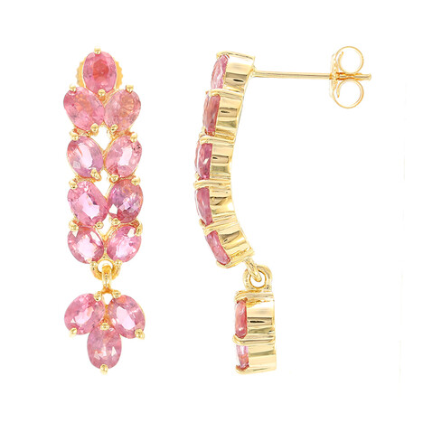 Nicht erhitzter Padparadscha-Saphir-Goldohrringe (AMAYANI)