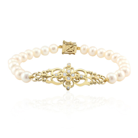 Weiße Süßwasserzuchtperlen-Silberarmband