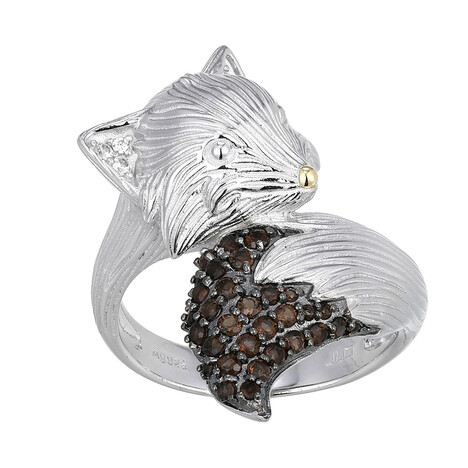 Zilveren ring met rookkwartskristallen (Adela Silber)