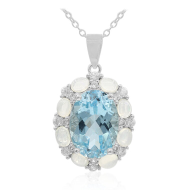 Collier en argent et Topaze bleu ciel