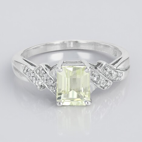 Anello placcato in platino con Kunzite Canarino