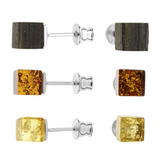 Zilveren oorbellen met Baltische barnsteen (dagen)