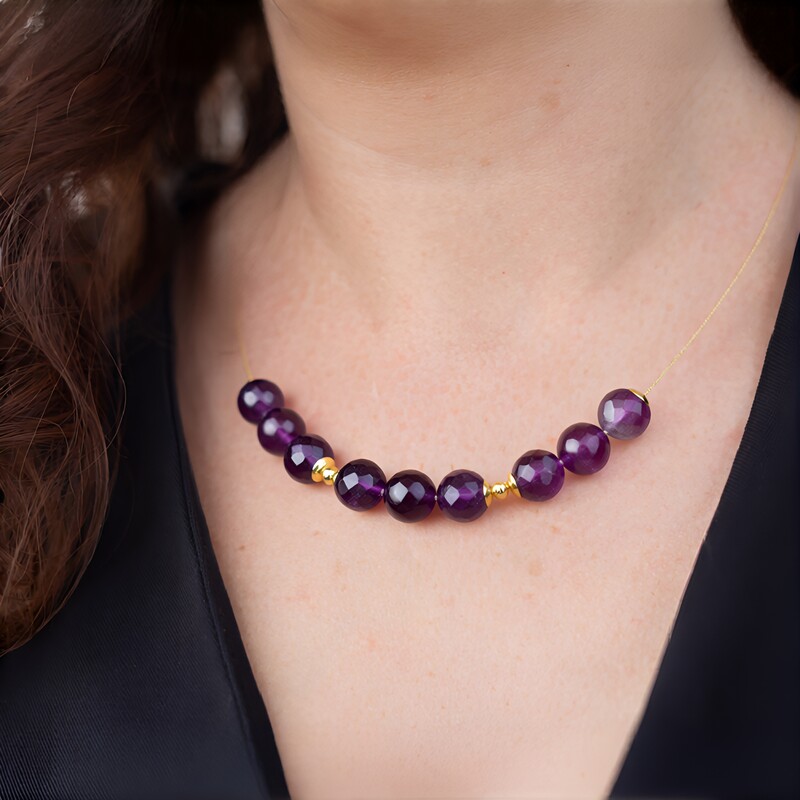 Lepidolith-Silberhalskette