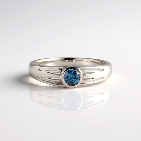 Anello in argento con Diamante Blu I2