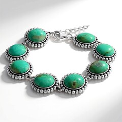 Bracelet en argent et Turquoise bleue de Mohavie (Jones Lee)
