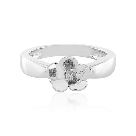 Zilveren ring met een PK (J) Diamant