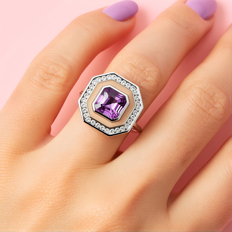 Bague en argent et Améthyste d'Uruguay