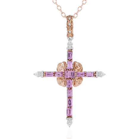 Zilveren halsketting met Madagaskar Roze Saffieren (Gems en Vogue)