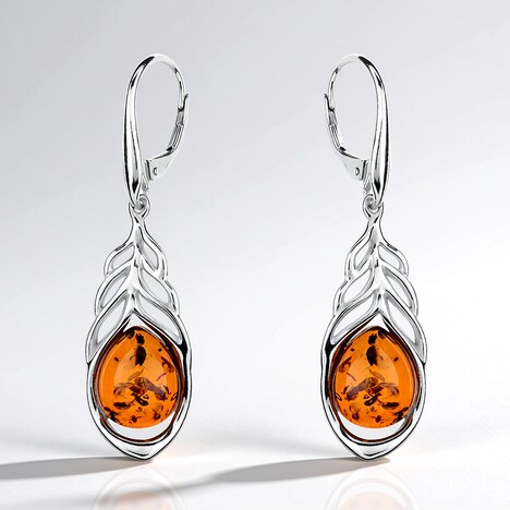 Orecchini in argento con Ambra Baltica Cognac (dagen)
