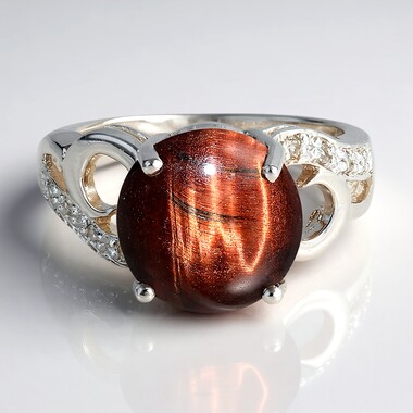 Bague en argent et Œil-de-tigre rouge
