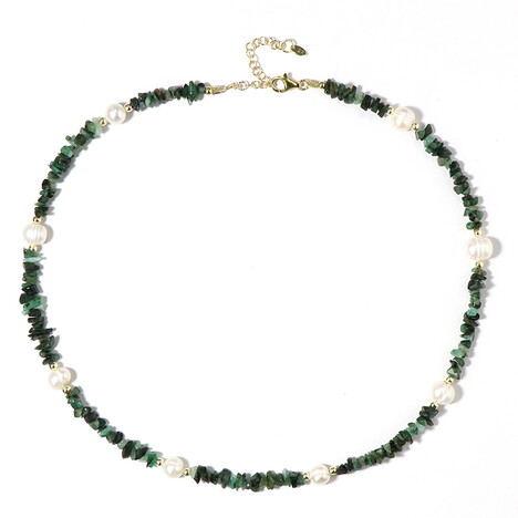 Zilveren halsketting met Zambia-smaragdstenen (Riya)