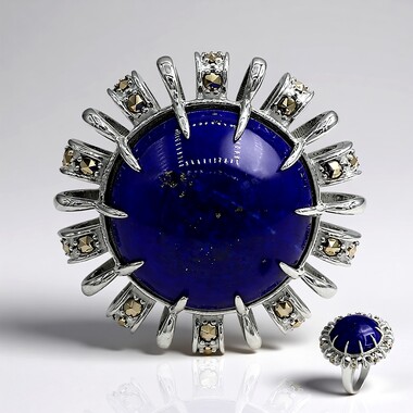 Zilveren ring met een lapis lazuli (Annette classic)