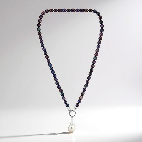 Collana in argento con Perla d'Acqua Dolce Argentata (TPC)