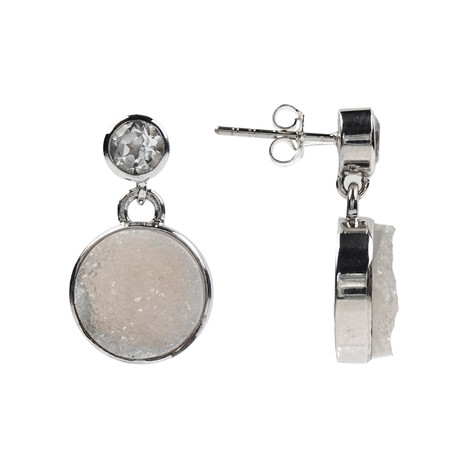 Druzy Agate Silver Earrings