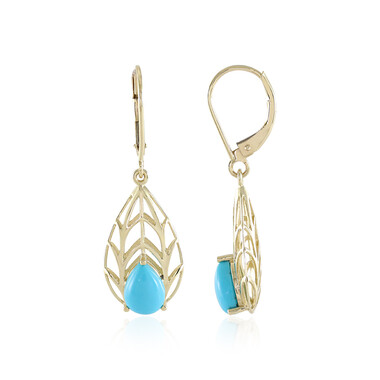 Pendientes en oro con Turquesa bella durmiente (Ornaments by de Melo)
