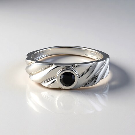 Bague en argent et Diamant noir (de Melo)