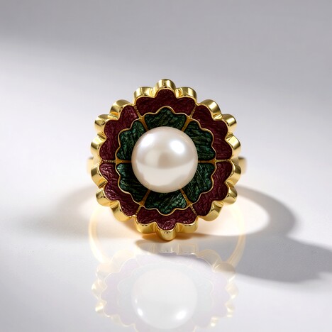 Anello in argento con Perla d'Acqua Dolce Bianca (Adela Silber)