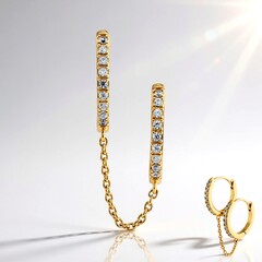 Orecchini a cerchio con clip in argento con Zircone