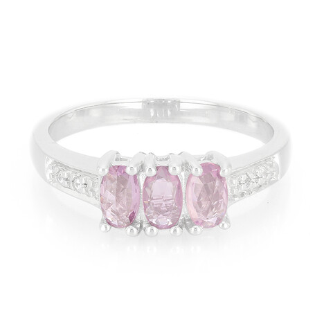 Nicht erhitzter Purpurfarbener Ceylon-Saphir-Silberring