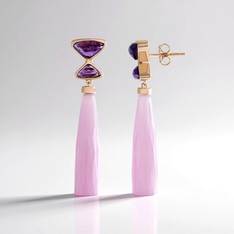 Orecchini in argento con Calcedonio Lavanda (KM by Juwelo)