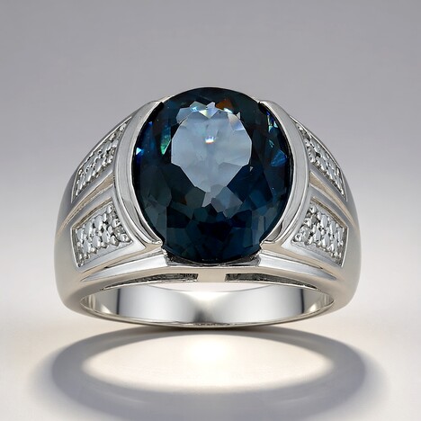 Anello in argento con Topazio Blu Londra