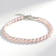 Zilveren armband met rozen kwartskristallen