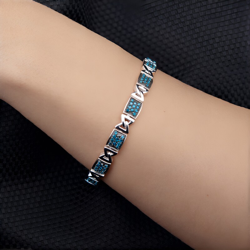 Blauer Diamant-Silberarmband