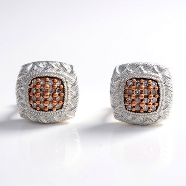 Champagne Diamond Silver Earrings
