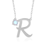 Regenbogen-Mondstein-Silbercollier