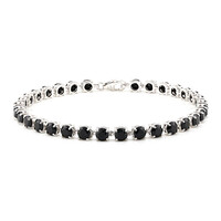 Schwarzer Spinell-Silberarmband