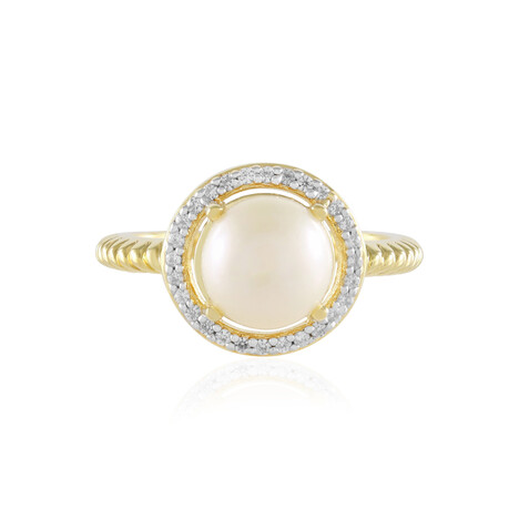 Zilveren ring met een Witte zoetwater kweekparel