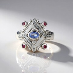 Anello in argento con Zaffiro Ceylon Blu (non riscaldato)