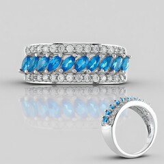 Anello in argento con Apatite Blu Neon