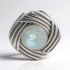 Ciondolo in argento con Pietra di Luna Arcobaleno (MONOSONO COLLECTION)