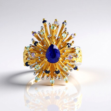 Bague en argent et Spinelle bleu cobalt (Gems en Vogue)