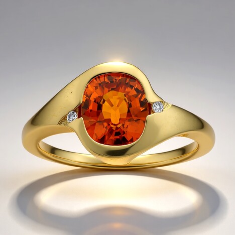 Anello in oro con Zaffiro Arancione Ban Ka Cha