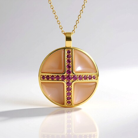 Collana in argento con Pietra di Luna Pesca (KM by Juwelo)