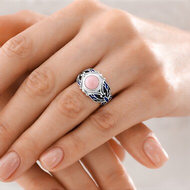 Pink Opal Silver Ring (Adela Silber)