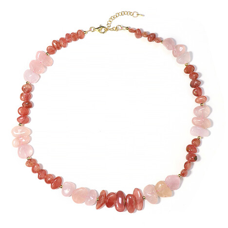 Zilveren halsketting met rhodochrosietstenen