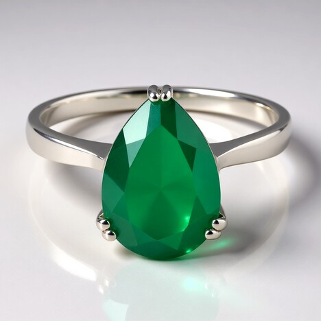 Anello in argento con Calcedonio Verde