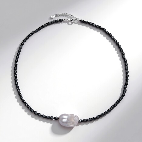 Collana in argento con Perla d'Acqua Dolce Argentata