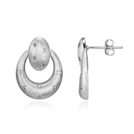 Zilveren oorbellen met witte topaasstenen (Adela Silber)